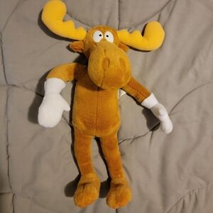 Rocky and Bullwinkle Bullwinkle J. Moose Plush Poseable JusToys 2000 10”